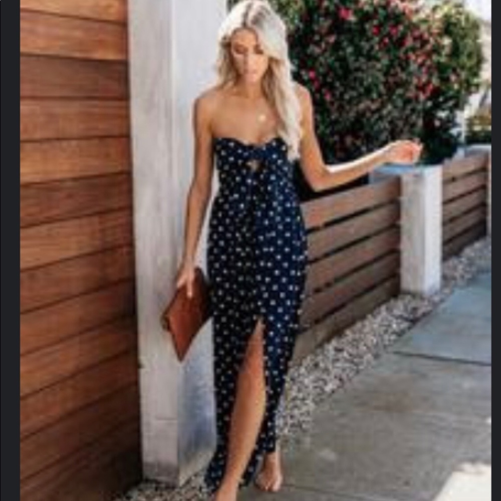 Strapless Polka Dot Maxi Dress
